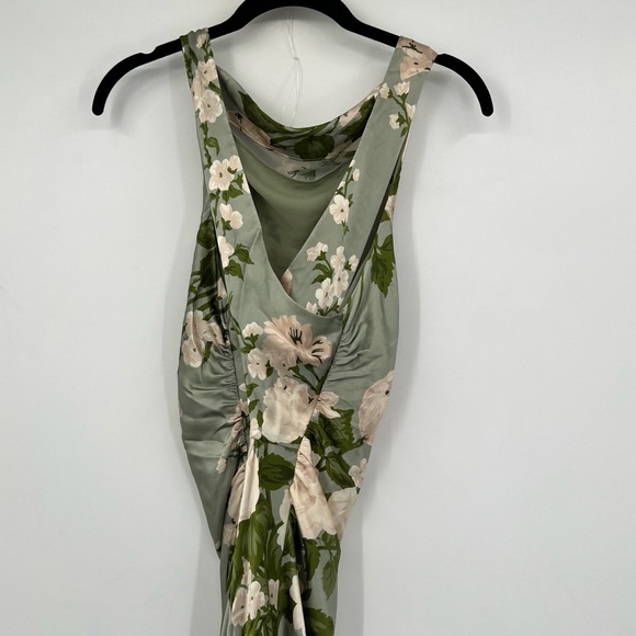 Reformation Anaiis Tarragon Floral Sage Green Maxi Dress with Blush Floral Print - Picture 4 of 6